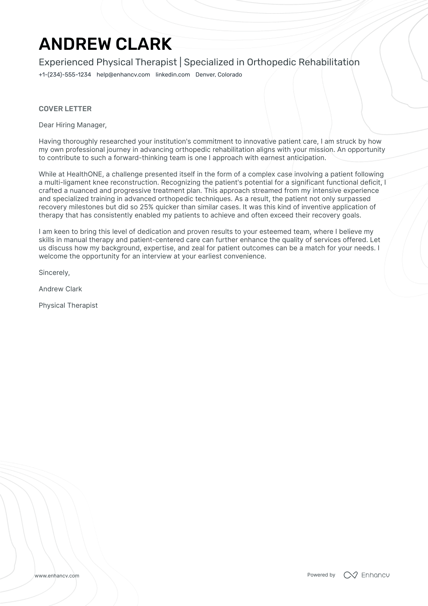 Physical Therapist Assistant cover letter
