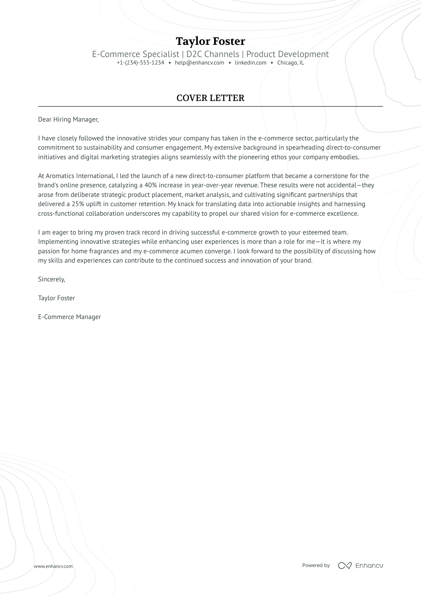 Brand Manager cover letter
